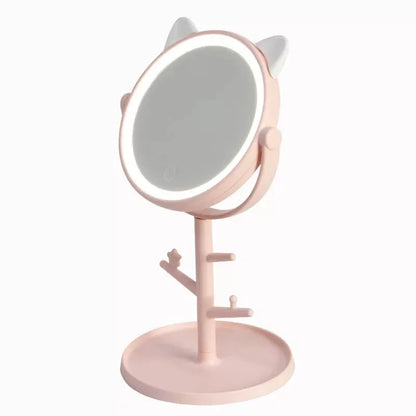 Makeup led mirror pink cat ear design - Prozone