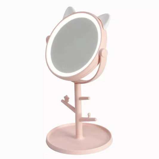 Makeup led mirror pink cat ear design - Prozone