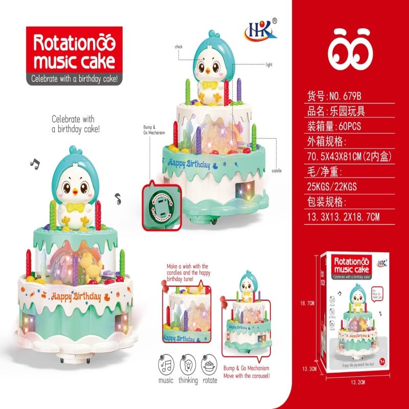 BATTERY OPERATED ROTATION CAKE WITH LIGHT SOUNDS. - Prozone