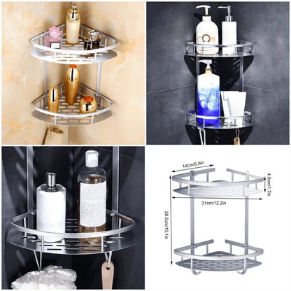 2 tier aluminum corner rack wall mounted - Prozone