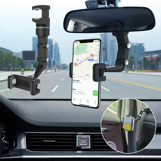 360 car multifunctional rearview mirror phone holder - Prozone