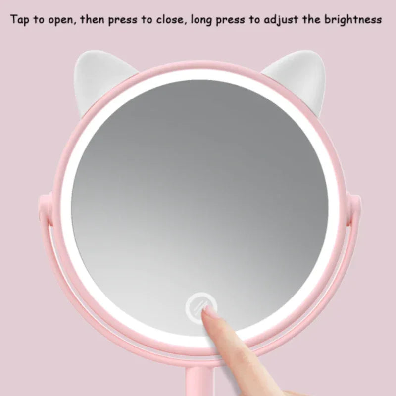 Makeup led mirror pink cat ear design - Prozone