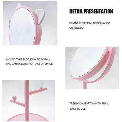 Makeup led mirror pink cat ear design - Prozone