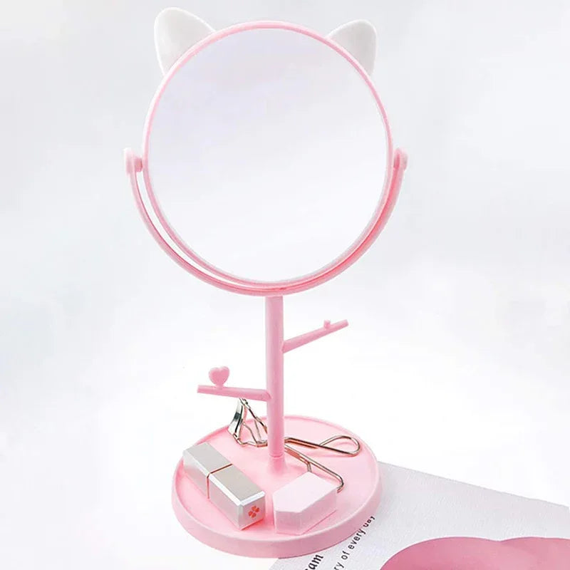 Makeup led mirror pink cat ear design - Prozone