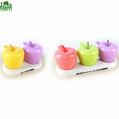 Spice jars apple shaped 3pcs multicolor - Prozone