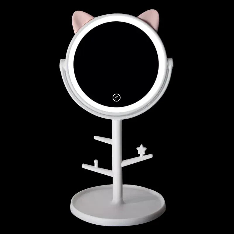 Makeup led mirror pink cat ear design - Prozone