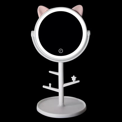 Makeup led mirror pink cat ear design - Prozone