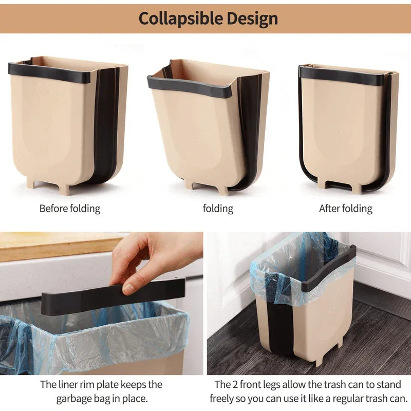 Foldable cabinet trash bin travel size - Prozone