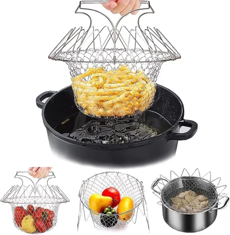 Steam rinse deep fry chef magic mesh basket - Prozone