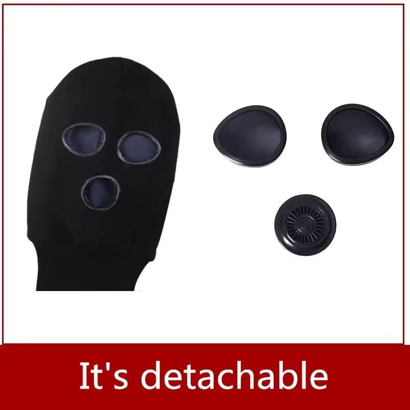 Black Cap Full Face Cover Winter Fleece Knitted Mask - Prozone