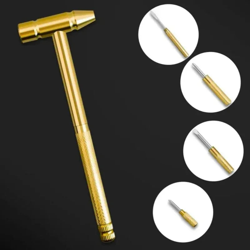 6 In 1 Mini Round Copper Hammer Screw Driver - Prozone
