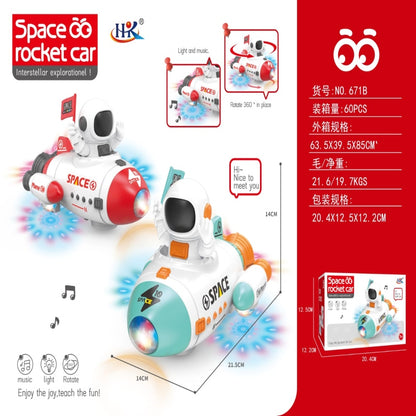 BATTERY OPERATED SPACE ROCKET CAR WITH LIGHT SOUNDS.