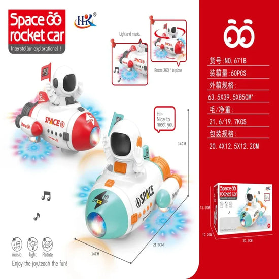 BATTERY OPERATED SPACE ROCKET CAR WITH LIGHT SOUNDS. - Prozone