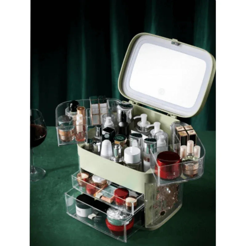 Multiple drawer makeup organizer with mirror - Prozone