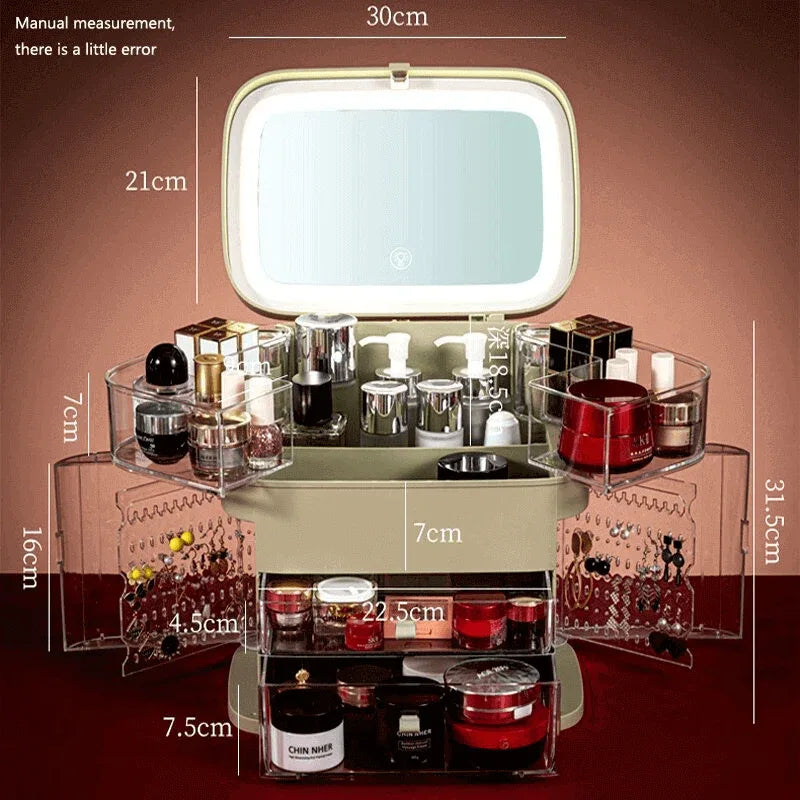 Multiple drawer makeup organizer with mirror - Prozone