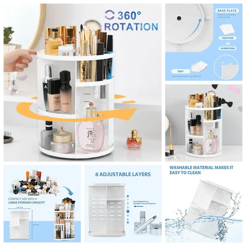 Diy 360 swivel makeup organizer vanity shelf - Prozone