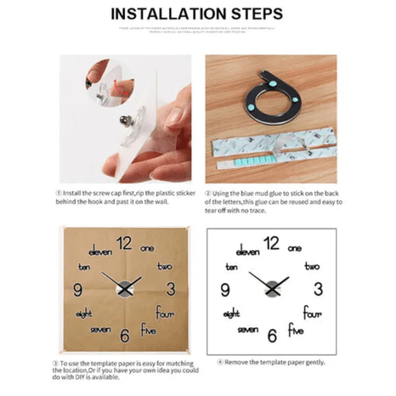 Diy 3d modern acrylic wall clock large - Prozone