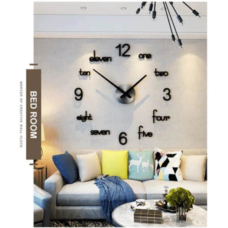 Diy 3d modern acrylic wall clock large - Prozone
