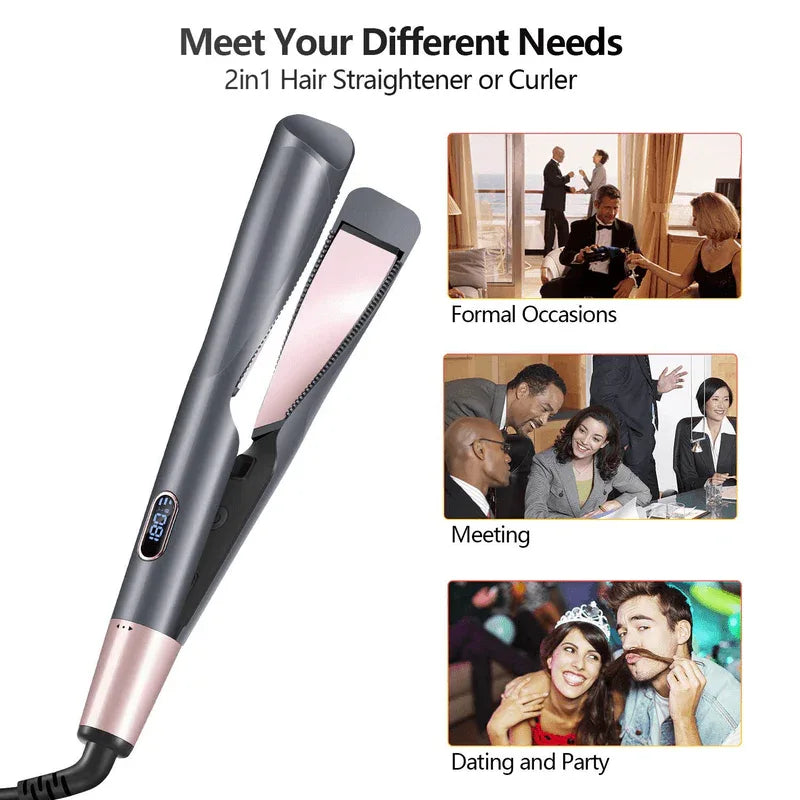 2 in 1 twisted hair straightener and curler iron - Prozone