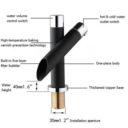 Basin faucet black hot cold single handle - Prozone