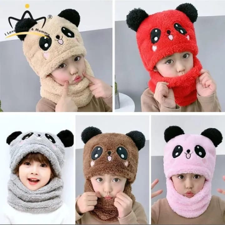 Winter Kids Hat Scarf All in one Cute Cartoon - Prozone