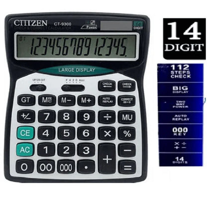 14 digit solar dual power calculator ct 9300 - Prozone
