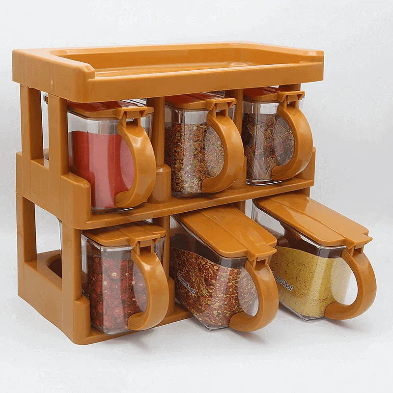 Spice rack tier set with 6 spice jars - Prozone
