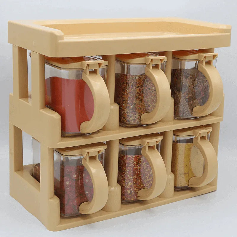 Spice rack tier set with 6 spice jars - Prozone