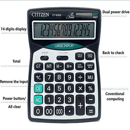 14 digit solar dual power calculator ct 9300 - Prozone