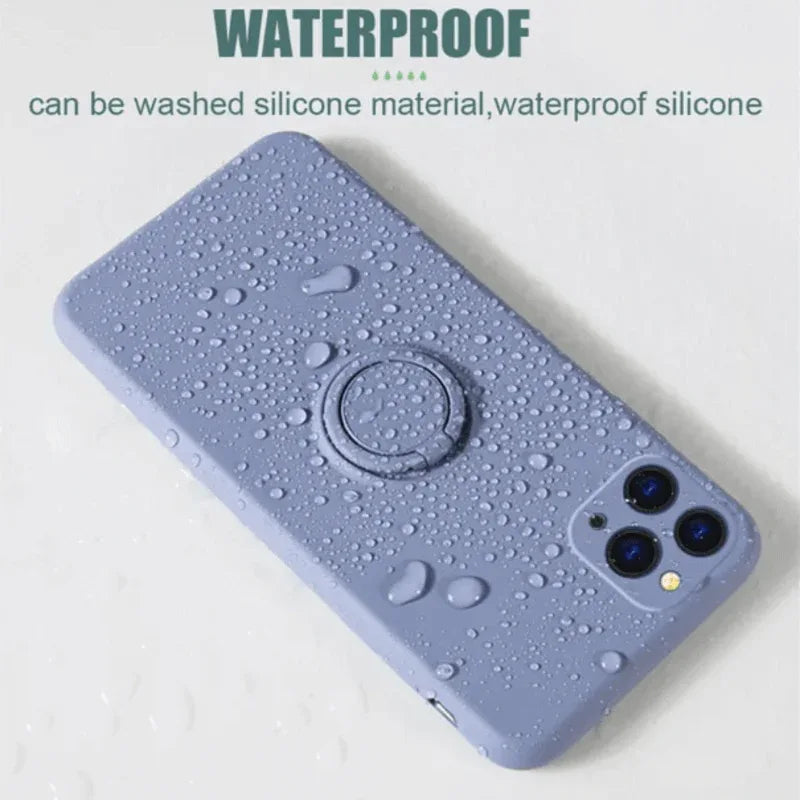 Silicone iphone 11 pro max cover with ring holder - Prozone