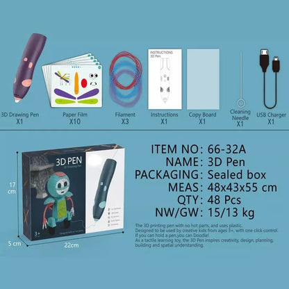 Kids 3d pen with usb , rechargeable - Prozone