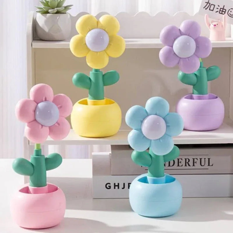 4 colors warm yellow cute cartoon flower night light - Prozone