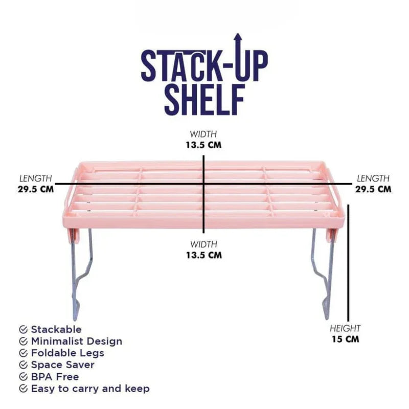 Pack Of 2 Stack Up Shelf Space Saver Plastic Racks - Prozone