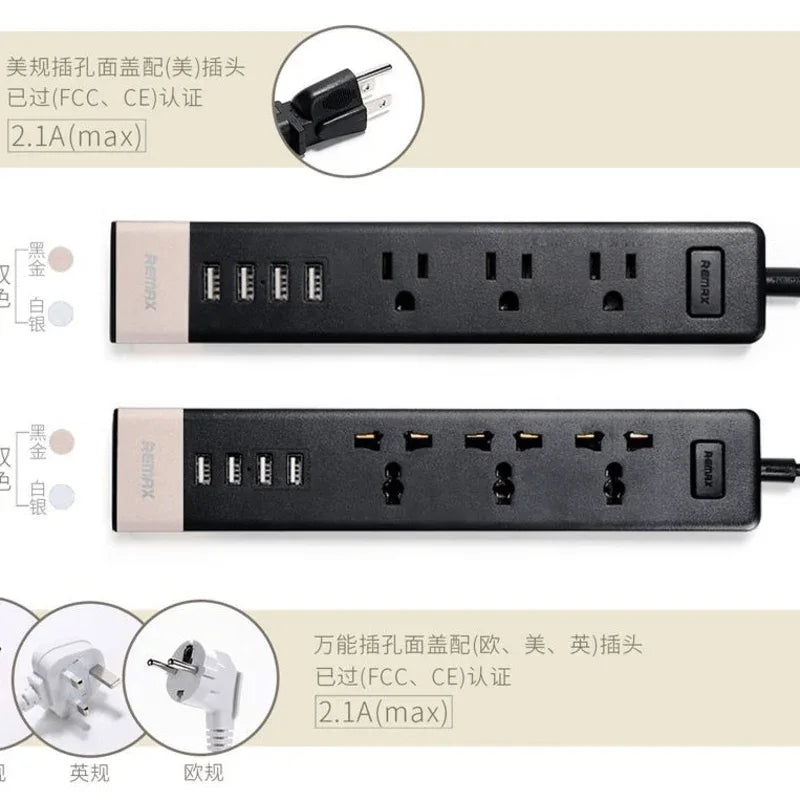 Remax ming series power socket 4 usb 3 sockets - Prozone
