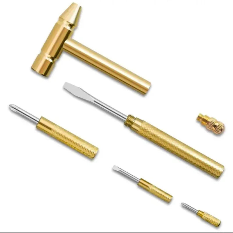 6 In 1 Mini Round Copper Hammer Screw Driver - Prozone