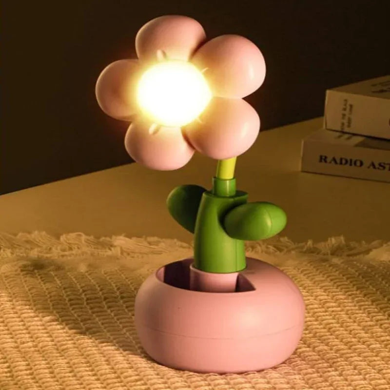 4 colors warm yellow cute cartoon flower night light - Prozone