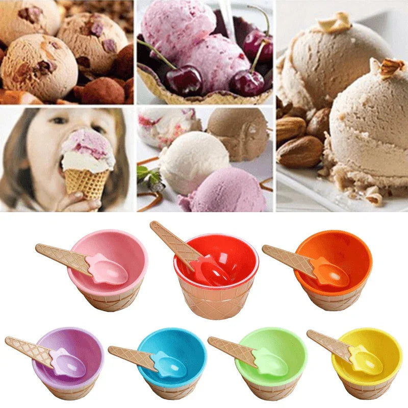 Pack of 2 cute ice cream bowl with a spoon - Prozone