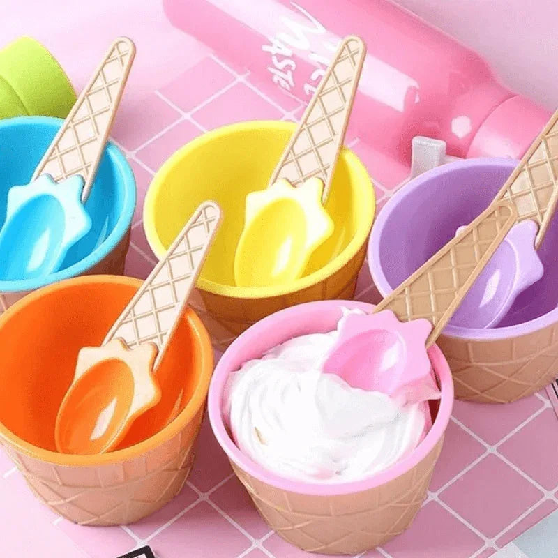 Pack of 2 cute ice cream bowl with a spoon - Prozone