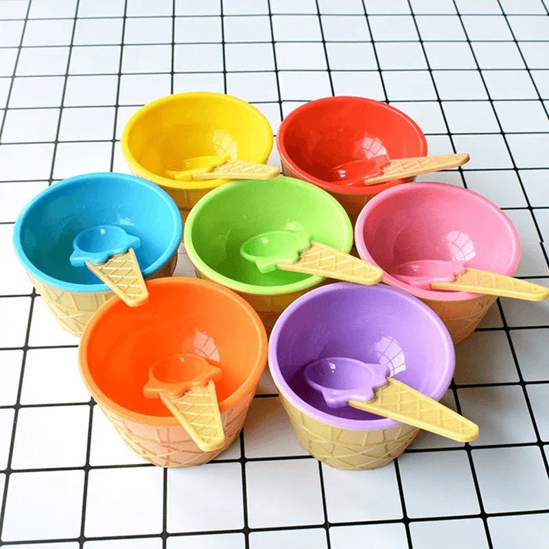 Pack of 2 cute ice cream bowl with a spoon - Prozone