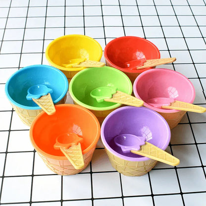 Pack of 2 cute ice cream bowl with a spoon - Prozone