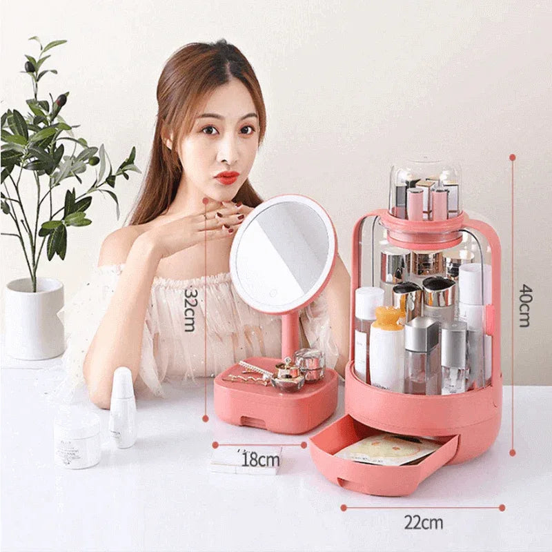 Full moon led mirror cosmetic storage box - Prozone