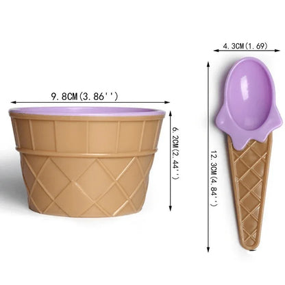 Pack of 2 cute ice cream bowl with a spoon - Prozone
