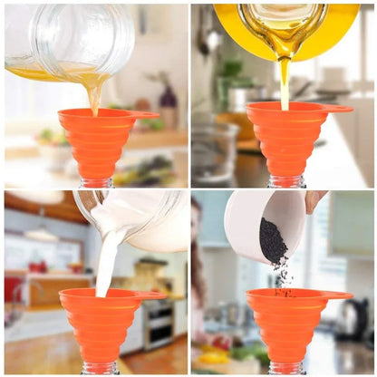 Folding silicone funnel for kitchen multicolor - Prozone