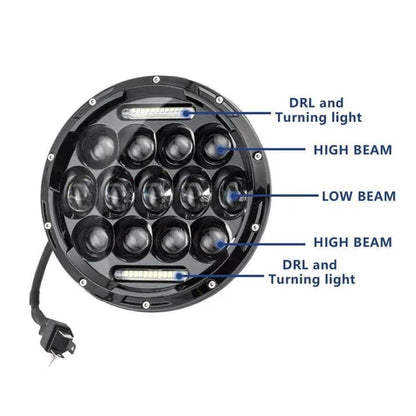 Universal 7 inch 75w 13 led round projector headlight - Prozone