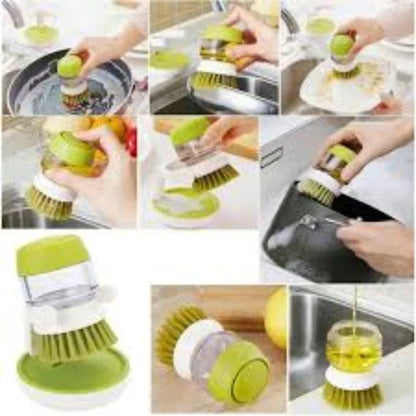 Dish washing brush with liquid dispenser storage stand - Prozone