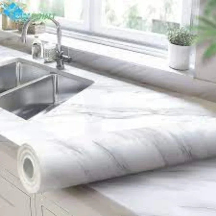 Self adhesive furniture sticker (white marble) - Prozone