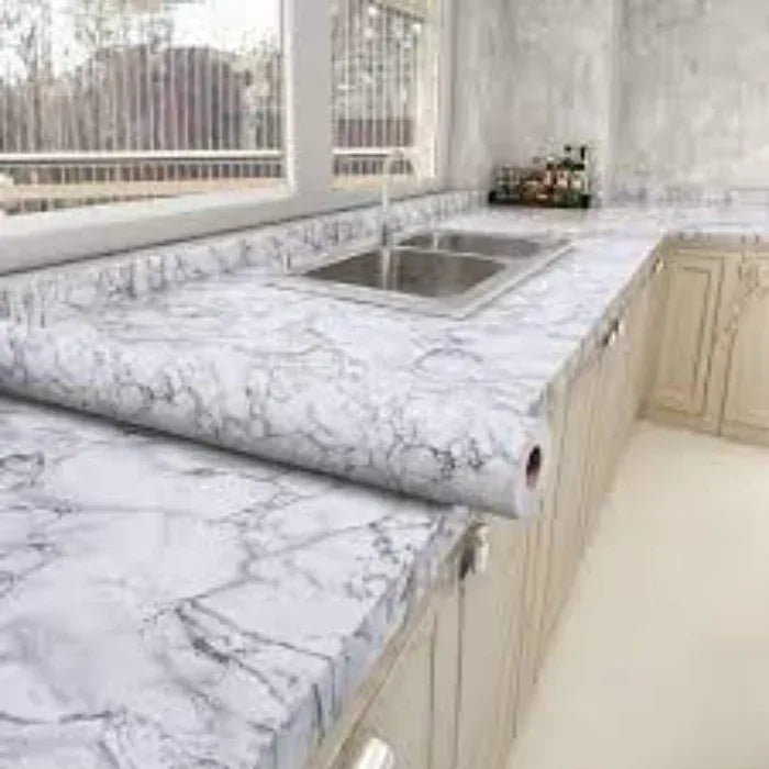Self adhesive furniture sticker (white marble) - Prozone