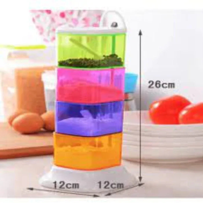 4-layer colorful 360 degree rotating box seasoning rack - Prozone