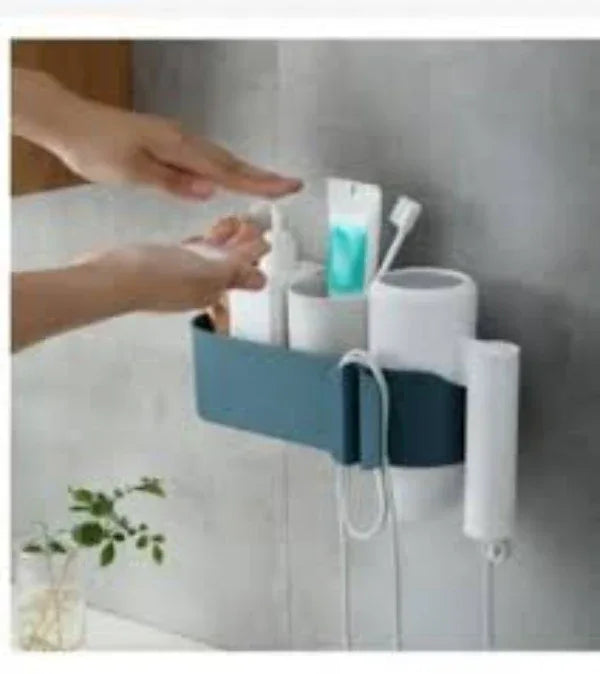 Multifunctional punch free wall mounted hair dryer storage holder - Prozone