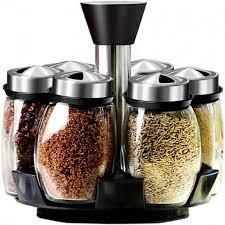 Rotating 6 bottles spice rack glass material - Prozone